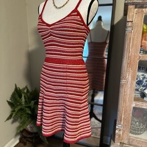 Red and Gold Striped Knit Dress by Manoush